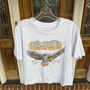 White Graphic Crop Top